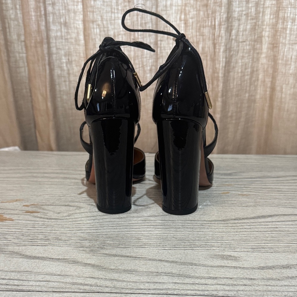 Aquazzura Black Patent Karlie block Leather Heels size 37. Perfect condition - Picture 5 of 7